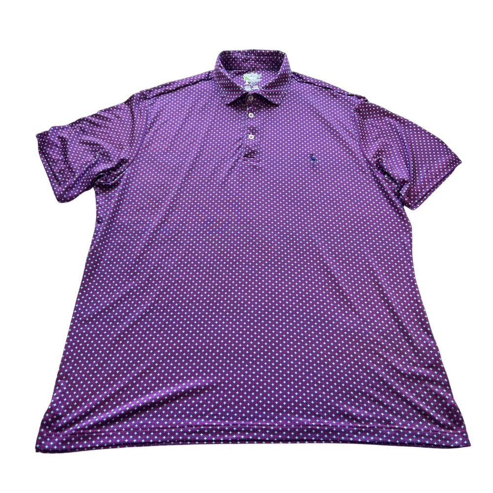 TailorByrd Mens XXL Purple Geometric Print Performance Golf Polo Shirt SPF 30